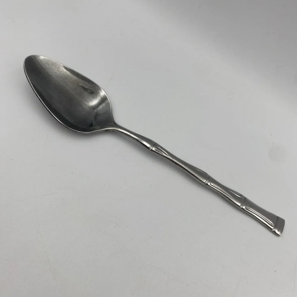 Vintage Bamboo Design Stainless Korea Dinner‎ Soup Spoon Replacement Flatware